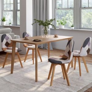 Idmarket Lot de 4 chaises scandinaves SARA motifs patchworks marron