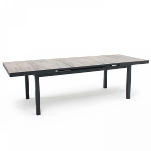 Oviala Table extensible pieds droits bois gris TIVOLI