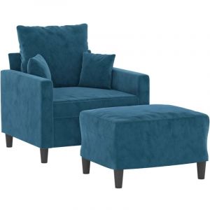 VidaXL Fauteuil avec repose pied Bleu 60 cm Velours