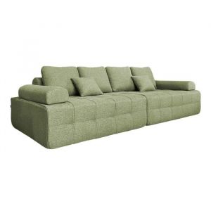 Oviala Canapé modulable 4 places en tissu avec coussins vert
