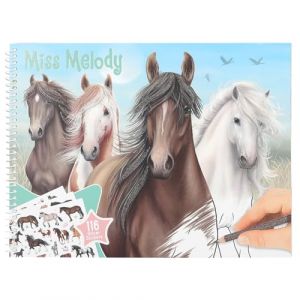 Depesche 12978 Miss Melody - Livre de coloriage avec 44 Pages pour cr&eacute;er des Motifs de Chevaux, Planche d'autocollants Incluse
