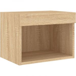 VidaXL Table de chevet murale avec lumières led chêne sonoma Brun