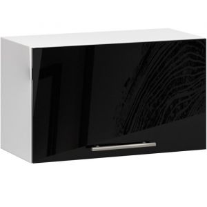 Meuble de cuisine haut AKORD W60 OLIWIA modulable Blanc 60 cm 1 porte couleur Noir Brillant 1 &eacute;tag&egrave;re 60x30x29 cm