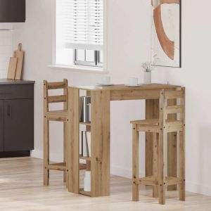 VidaXL Table de bar avec &eacute;tag&egrave;re ch&ecirc;ne artisanal bois d'ing&eacute;nierie