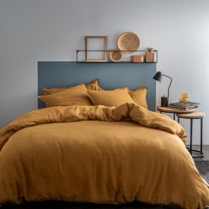 Matt & Rose Housse de Couette 240x260 cm Unie Lin Lave | 100% Lin Lav&eacute; | 140g/m&sup2; | Caramel | Oeko-tex