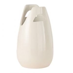 J-Line Vase Anse - c&eacute;ramique - Blanc - Large