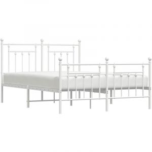 VidaXL Cadre de lit métal avec tête de lit-pied de lit blanc 140x190cm 353604