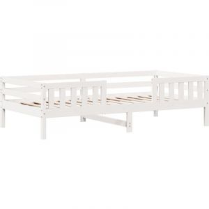 VidaXL Cadre de lit Blanc 75x190 cm Bois de pin massif, meuble de chambre à coucher, sommier, lit en bois, lit, lit simple