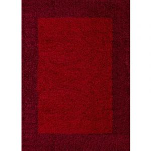 Life SHAGGY - Tapis de chambre &agrave; Bordures 100 x 200cm - 100% Polypropyl&egrave;ne 30mm - Rouge
