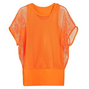 Ruedelafete Top en rÃ©sille orange fluo - Femme