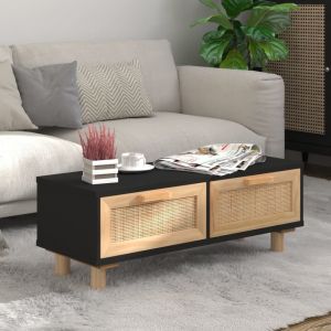 Image de VidaXL Table basse Noir 80x40x30 cm Bois d'ing&eacute;nierie et pin massif Noir