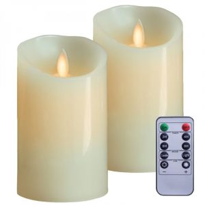 Vivezen - Lot de 2 bougies à led 12.5 cm en cire avec télécommande, flamme vacillante