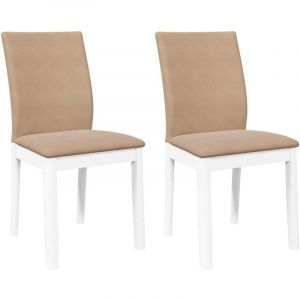 VidaXL Chaises à manger coussins 2 pcs blanc bois massif caoutchouc