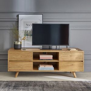 Image de Bois Dessus Bois Dessous Meuble TV en bois finition noyer 4 tiroirs