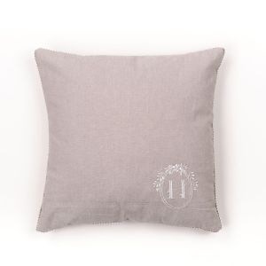 Declikdeco Coussin déhoussable avec broderie en coton beige 40x40