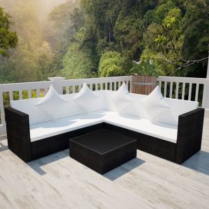 Image de VidaXL Ensemble de mobilier de jardin 17 pcs Résine tressée Noir