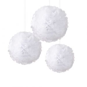 Image de Talking Tables Pom Poms Décadent Decs Blanc 2,5 x 10,5 x 19 cm 3 Pièces