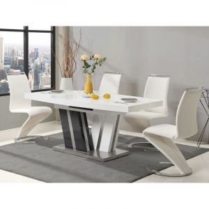 Ensemble table NOAMI + 4 chaises TWIZY Blanc & gris