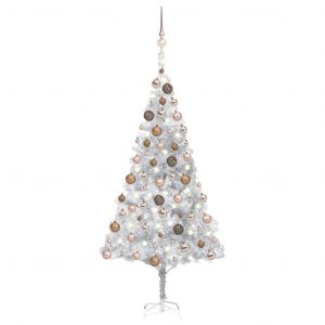 VidaXL Arbre de No?l artificiel avec LED et boules Argent? 180 cm PET