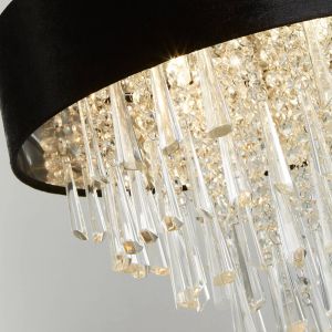 Searchlight Glamour Luminaire suspendu/semi-affleurant à 5 lumières, velours noir, cristal transparent