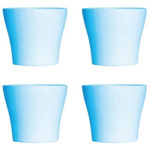 BMI Lot de 4 Pots à Fleurs en Plastique Bleu Avec Cache-Pot GH629BL St Helens Home and Garden - 20 Cm x 14.5 Cm