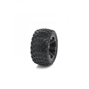 Tyre set pre-mounted "Dirt Crusher 2.8" , Black rims fits Front RUSTLER/VXL, STAMPEDE/VXL, Rear JAT