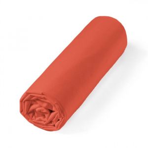 ALPES BLANC - Drap housse Percale 80 fils - Terracotta 140x190 cm - Grand bonnet 30 cm – Fabrication Européenne – Doux résistant