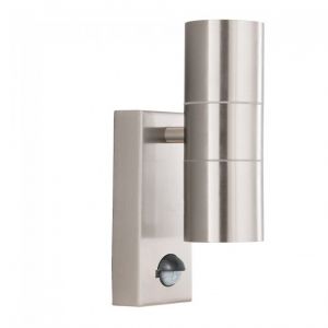 Searchlight Applique led extérieur et porche gu10 led- tube en acier inoxydable 2 ampoules + capteur