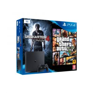 Sony Nouvelle PS4 Slim 1 To + 2 Jeux : Uncharted 4 : A Thief's End + GTA V