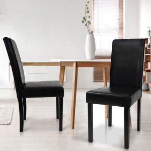 Image de Idmarket Lot de 2 chaises Hannah noires pour salle à manger