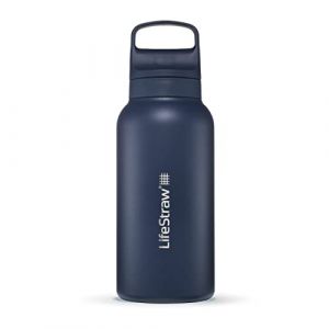 Lifestraw Go Series — Gourde filtrante en inox 1l pour les voyages et l’utilisation quotidienne. Élimine les bactéries, les parasites et microplastiques, améliore le goût, Aegean Sea (bleu)