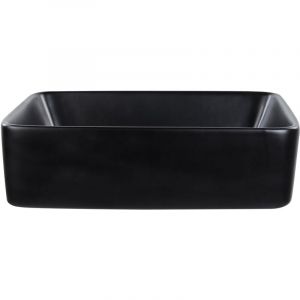 Image de Beliani Lavabo Rectangulaire en Céramique 49 x 38 cm Mat Salle de Bain Evier Noir travesia