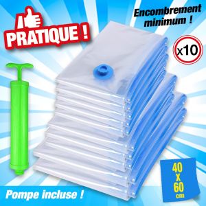 Outiror Lot de 10 sacs de rangement sous vide d'air avec pompe