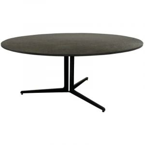 Table basse D.89 cm c&eacute;ramique gris anthracite et m&eacute;tal noir - TAMATOA