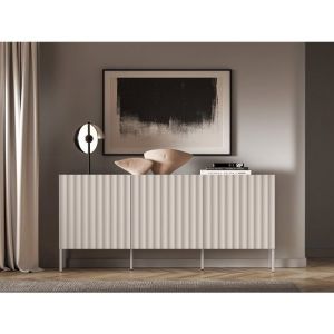 Selsey DERRIVA - Commode à trois portes avec façades cannelées - 170 cm - beige clair