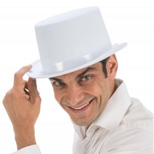 Ruedelafete Chapeau Haut de Forme en feutrine, Blanc