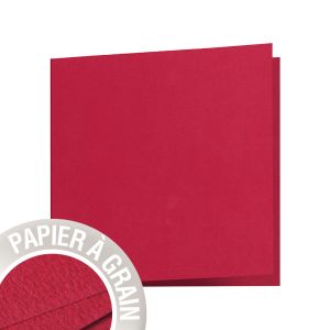 Image de Clairefontaine 23858C - Carte pliée Grain Pollen 135x135, 210 g/m², coloris cerise, en sachet cellophané de 5