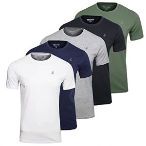 Jack & Jones Lot de 5 t-shirts pour homme, Lot de 5 Jxj, S