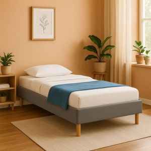 Mina - Solide et Confortable Sommier Tapissier gris + Pieds en 20 cm pour matelas en 80x190 - 13 Lattes - Montage Rapide et Facile - revetement
