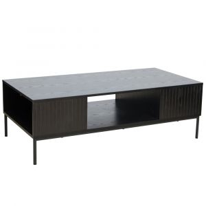 Oviala Table basse en acier et mdf d&eacute;cor m&eacute;lamin&eacute; 150 cm noir