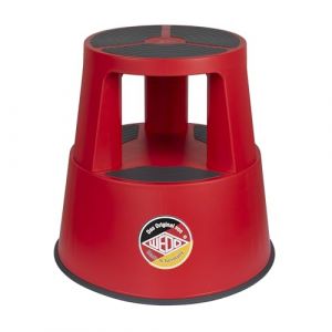 Wedo Super Step Tabouret &agrave; roulettes en Plastique incassable - Pied d'&eacute;l&eacute;phant - Certifi&eacute; T&Uuml;V GS - Fabriqu&eacute; en Allemagne - Antid&eacute;rapant - Hauteur : Environ 43 cm - Charge maximale : 150 kg - Rouge