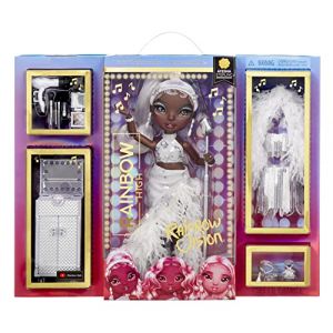 Image de Rainbow High Rainbow Vision Divas Ayesha Sterling Poupée Mannequin argentée avec des Tenues à ortir, 1 Micro, des Accessoires & 1 Mallette 6 Ans +