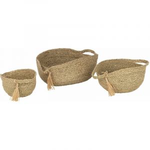 Lot de 3 Paniers de Rangement "Rotin" 33cm Naturel Prix