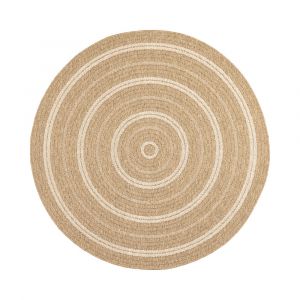 Tapis extérieur rond - 160cm - naturel - 100% polypropylène résistant aux UV - 1400 gr/m2 - TYCIA