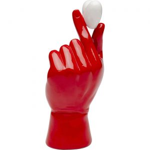 Kare Design Objet de décoration Holding Heart - Rouge - Accessoire d'intérieur - Fait à la Main avec Un cœur - 26 x 11 x 7 cm (H x l x P)