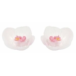 Ruedelafete Lot 2 BOUGIES FLOTTANTES 7,2cm forme fleur d'orchidée, Blanches