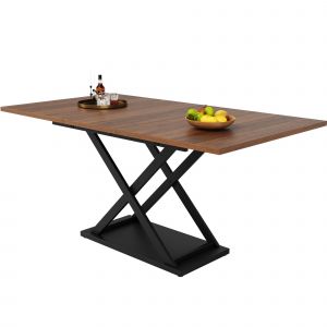 Table &agrave; Manger Extensible (120-160&times;80cm),Table &agrave; Manger 6-8 Personnes,&Eacute;conomique d&iquest;Espace,Pieds en Fer Crois&eacute;s,Noyer