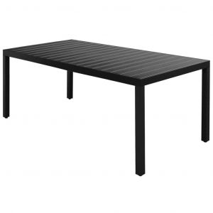 Image de VidaXL Table de jardin Noir 185 x 90 x 74 cm Aluminium et WPC