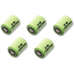 Vhbw 5 x Ni-MH 1/3 Pile AAA Pile brute, pile industrielle 150mAh (1.2V) pour utilisation dans les batteries de modélisme, etc