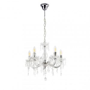 Lustre élégant l inaire suspendue lampe suspension métal et plastique 5 x E14 diamètre Ø : env 35 cm blanc 03_0002813